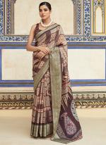 Dola Viscose Dark Brown Festival Wear Printed Saree